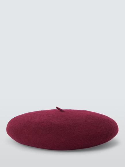 John Lewis Wool Blend Beret - view 2, Claret
