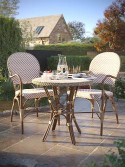 Laura Ashley Riviera 2-Seater Woven Garden Bistro Table & Chairs Set - view 2, Natural/White
