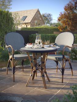 Laura Ashley Riviera 2-Seater Woven Garden Bistro Table & Chairs Set - view 2, Navy/Chambray
