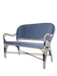 Laura Ashley Riviera 2-Seater Woven Garden Bench, Navy/Chambray