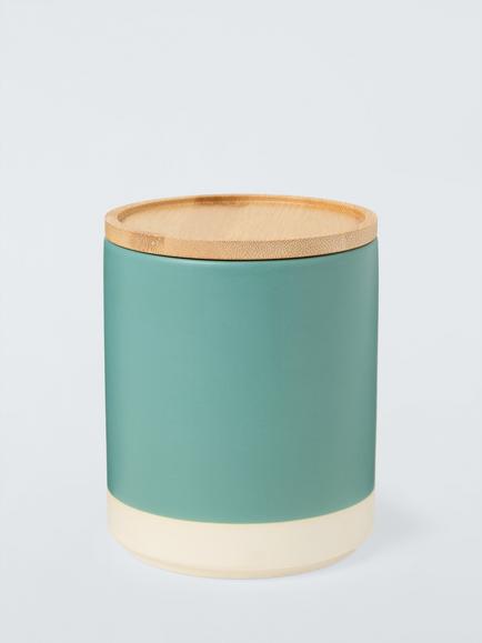 John Lewis Matt Dipped Stoneware Kitchen Storage Jar with Bamboo Lid, 550ml, Argave
