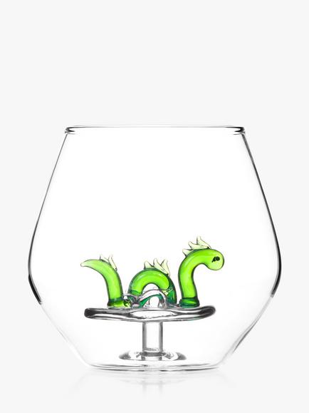 Bar Bespoke Loch Ness Monster in a Glass Tumbler, 400ml, Clear, 