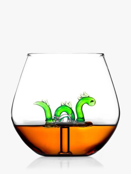 Bar Bespoke Loch Ness Monster in a Glass Tumbler, 400ml, Clear - view 2, 
