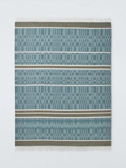 John Lewis X Collagerie Ikat Stripe Merino Wool Throw - view 2, Khaki