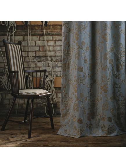 Sanderson x Giles Deacon Midsommer Pickings Furnishing Fabric - view 2, Smog Blue/Lame Gold