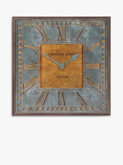 Thomas Kent Florentine Square Roman Numeral Analogue Wall Clock, 60cm, Grey, Grey