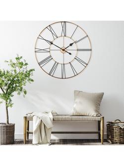 Thomas Kent Summerhouse Skeleton Roman Numeral Wall Clock, 80cm, Copper - view 2, Copper