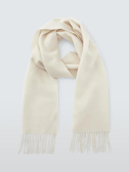 John Lewis Fringed Wool Scarf - view 2, White