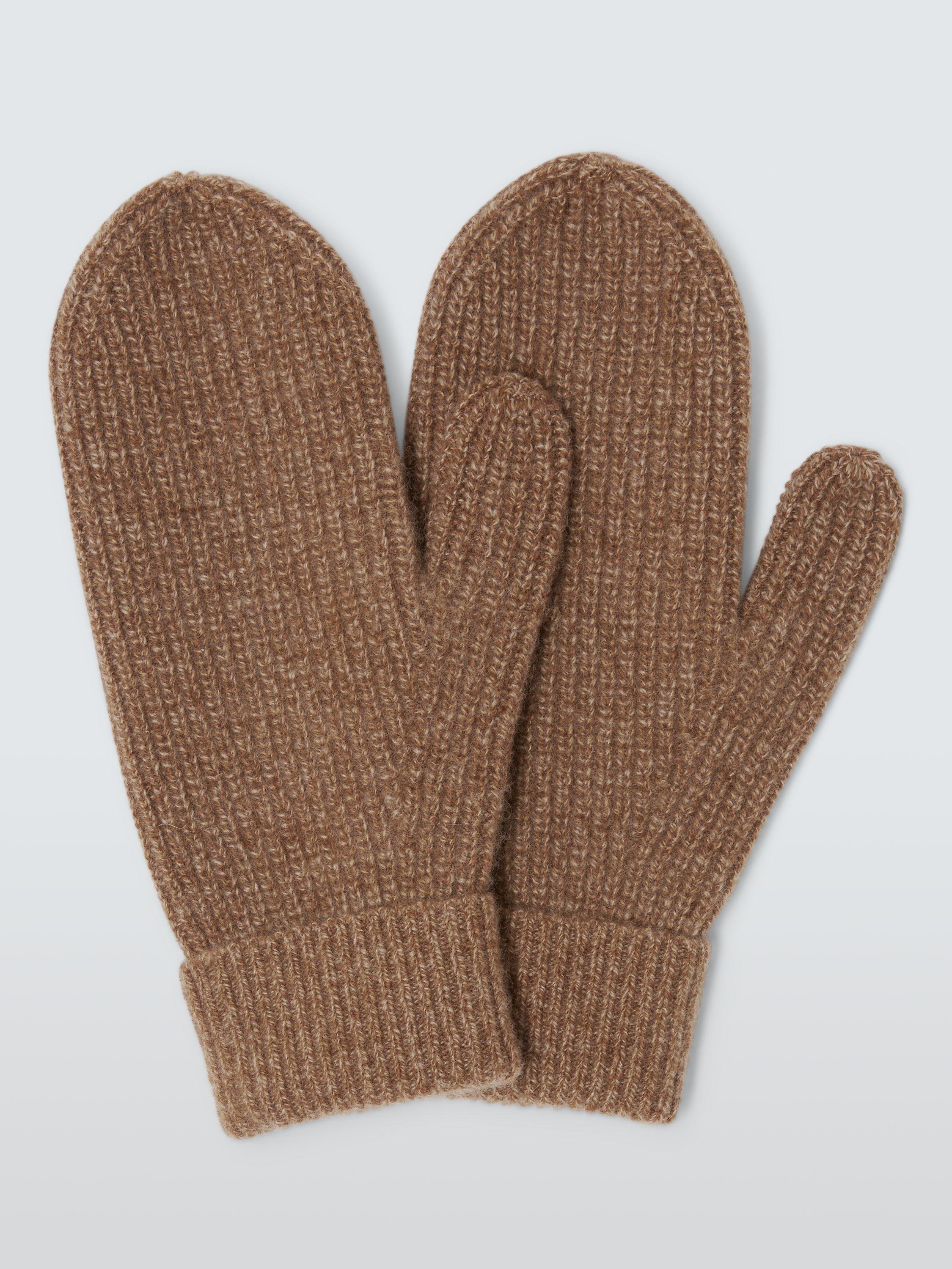 John Lewis Cashmere Rib Knit Mittens, Caramel