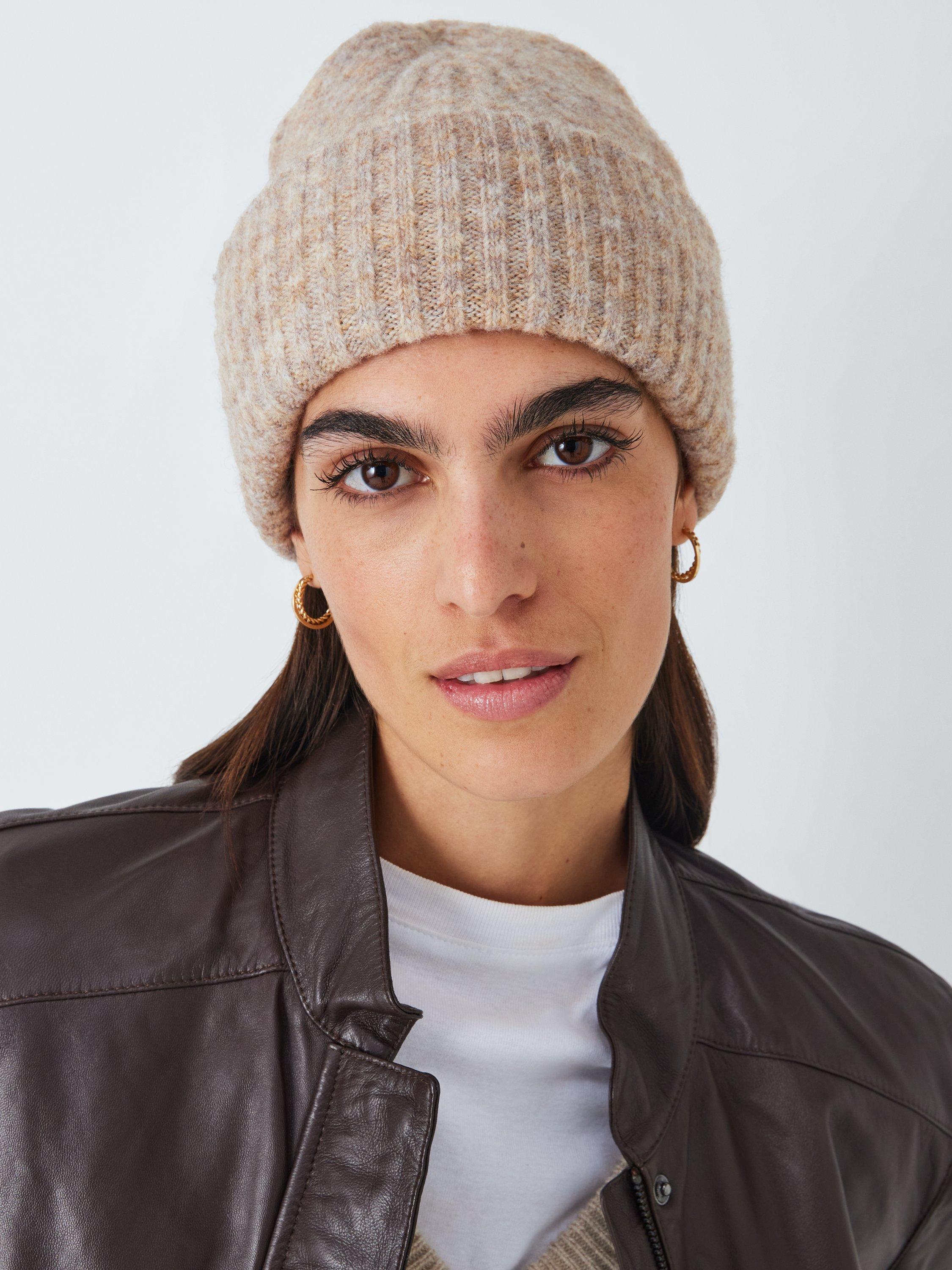 Product image 1 of 4, which shows John Lewis Fluffy Rib Knit Beanie Hat, Natural