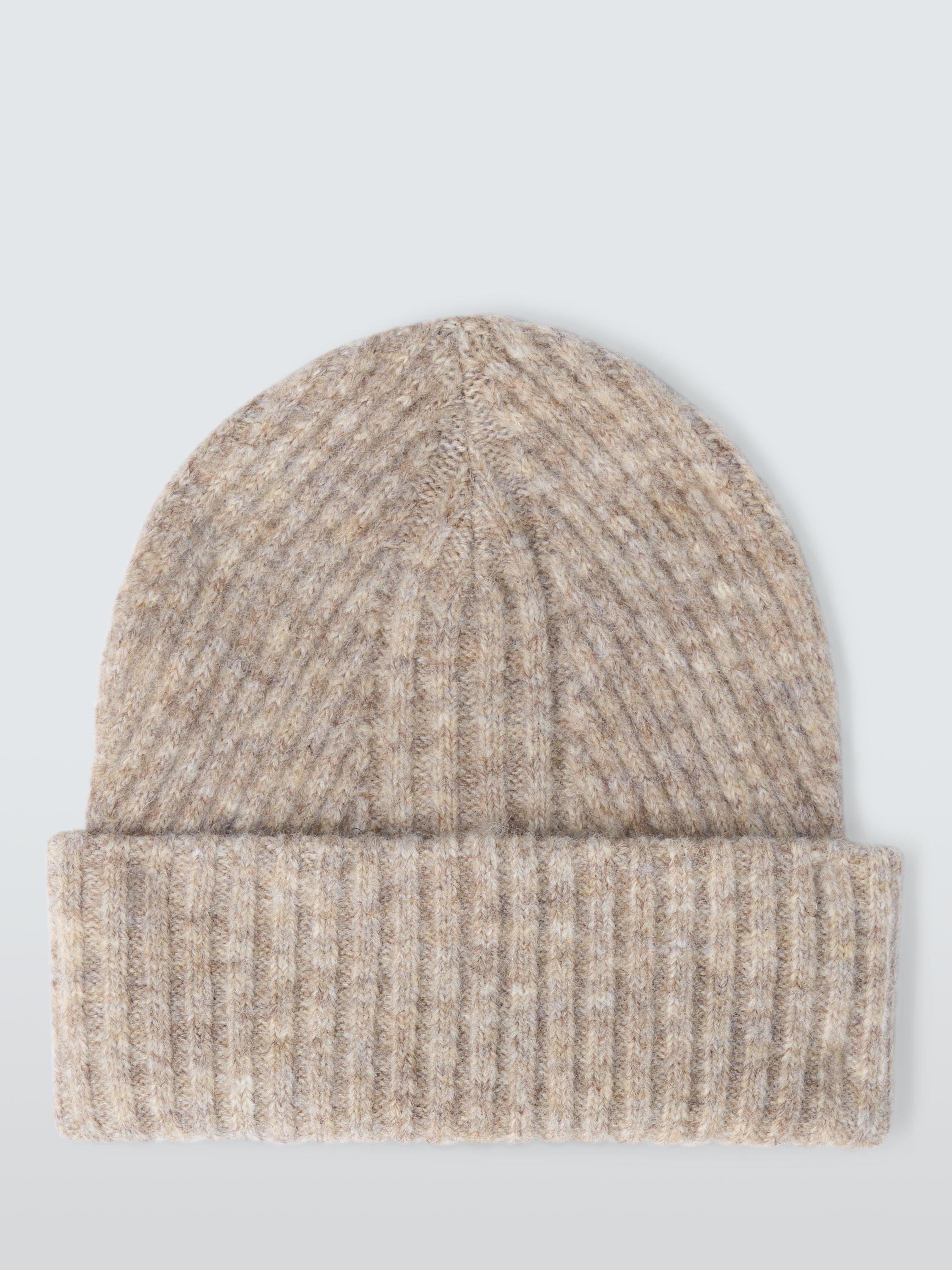 Product image 2 of 4, which shows John Lewis Fluffy Rib Knit Beanie Hat, Natural