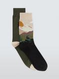 John Lewis Mountain Stag Socks, Pack of 2, Multi