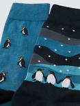 John Lewis Winter Penguin Socks, Pack of 2, Multi