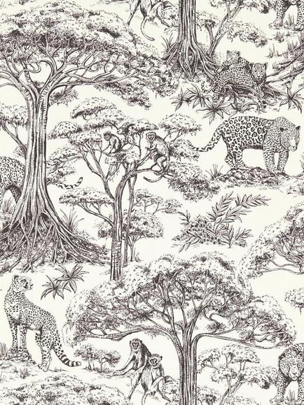 Clarke & Clarke Kisumu Wallpaper, Noir