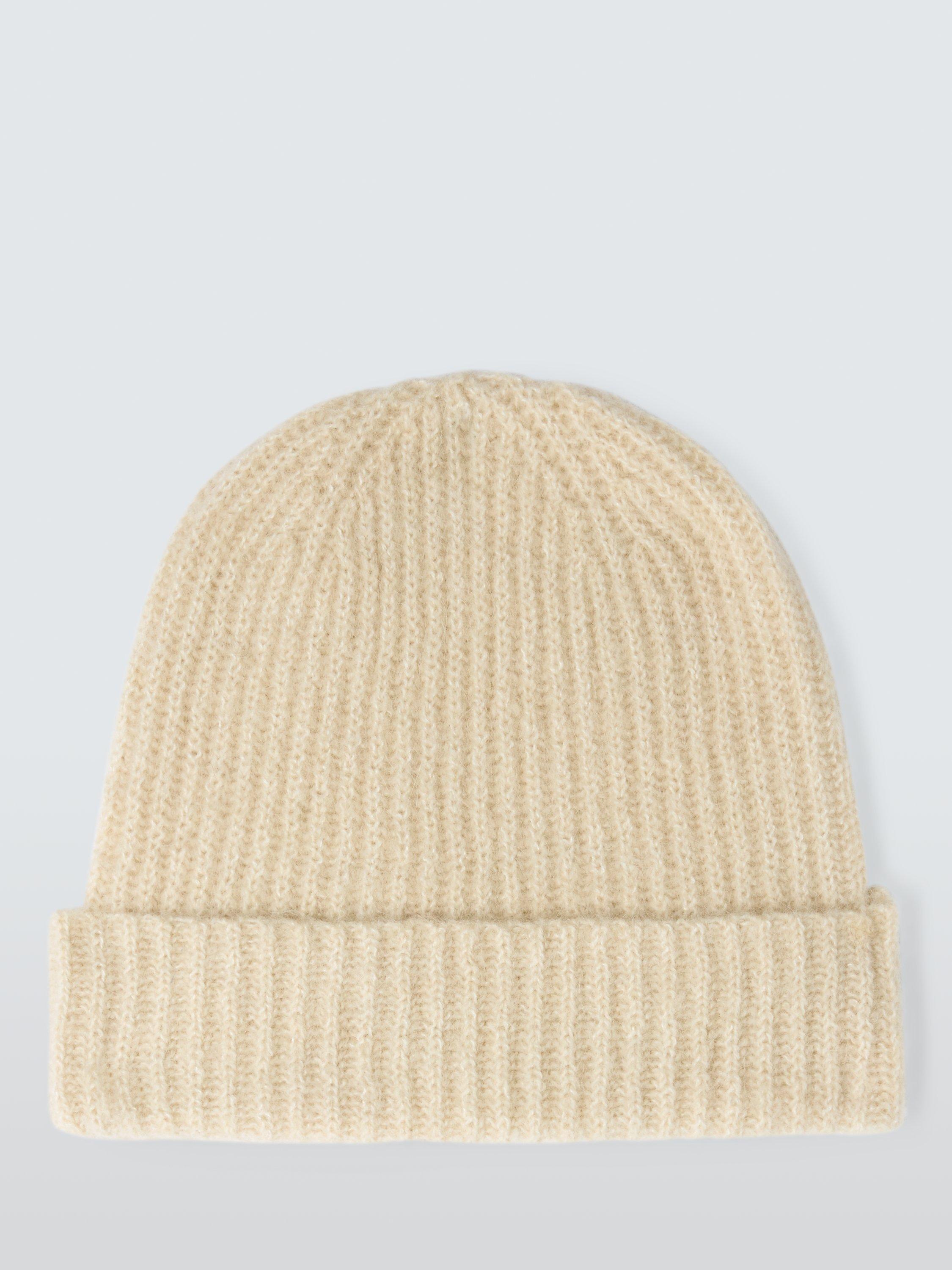 Product image 2 of 4, which shows John Lewis Alpaca Wool Blend Fluffy Rib Knit Beanie Hat, Cream