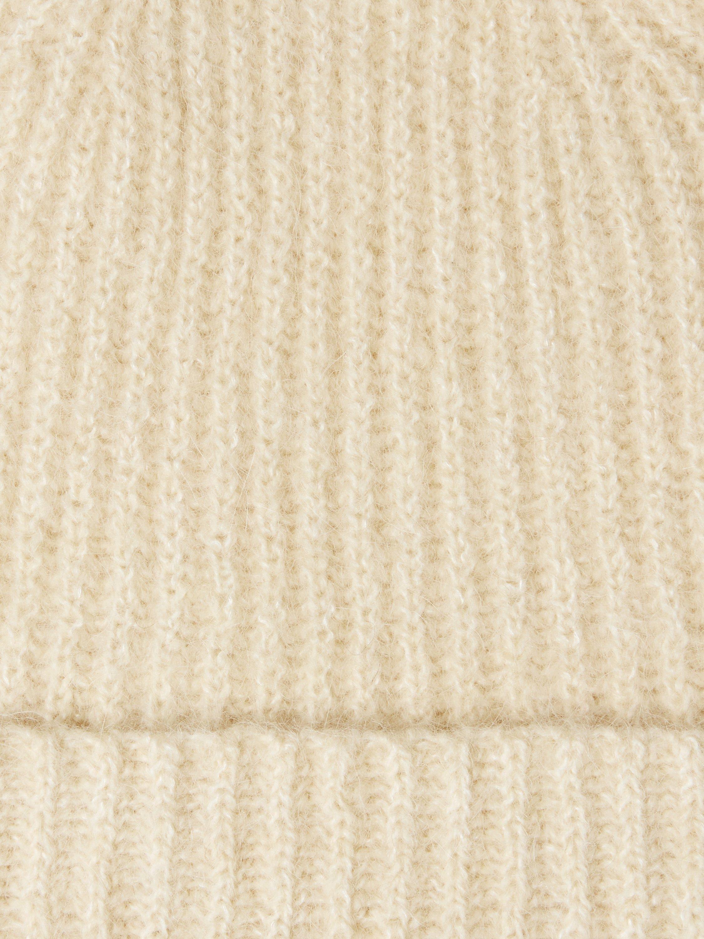 Product image 3 of 4, which shows John Lewis Alpaca Wool Blend Fluffy Rib Knit Beanie Hat, Cream