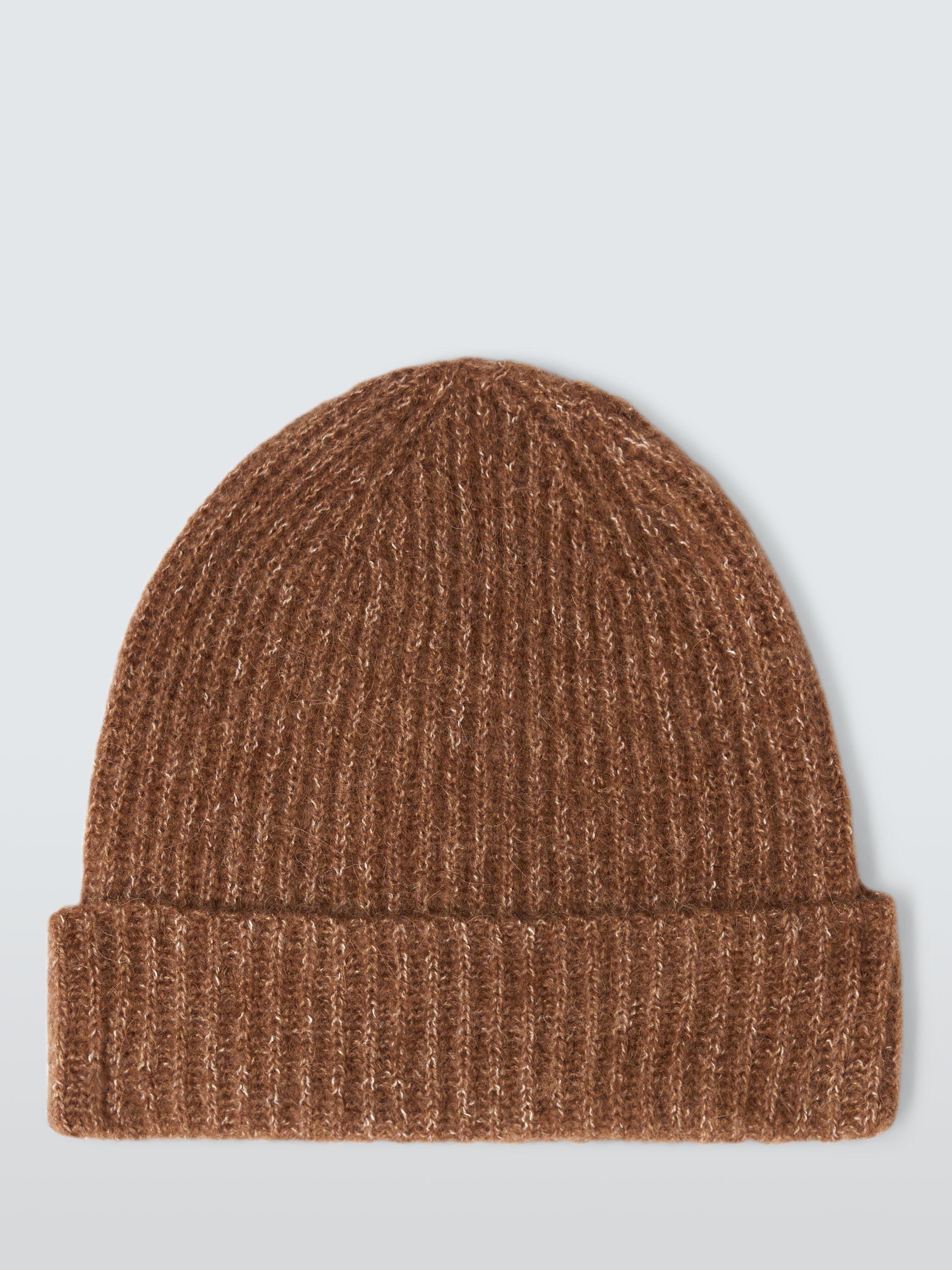 Product image 2 of 4, which shows John Lewis Alpaca Wool Blend Fluffy Rib Knit Beanie Hat, Caramel