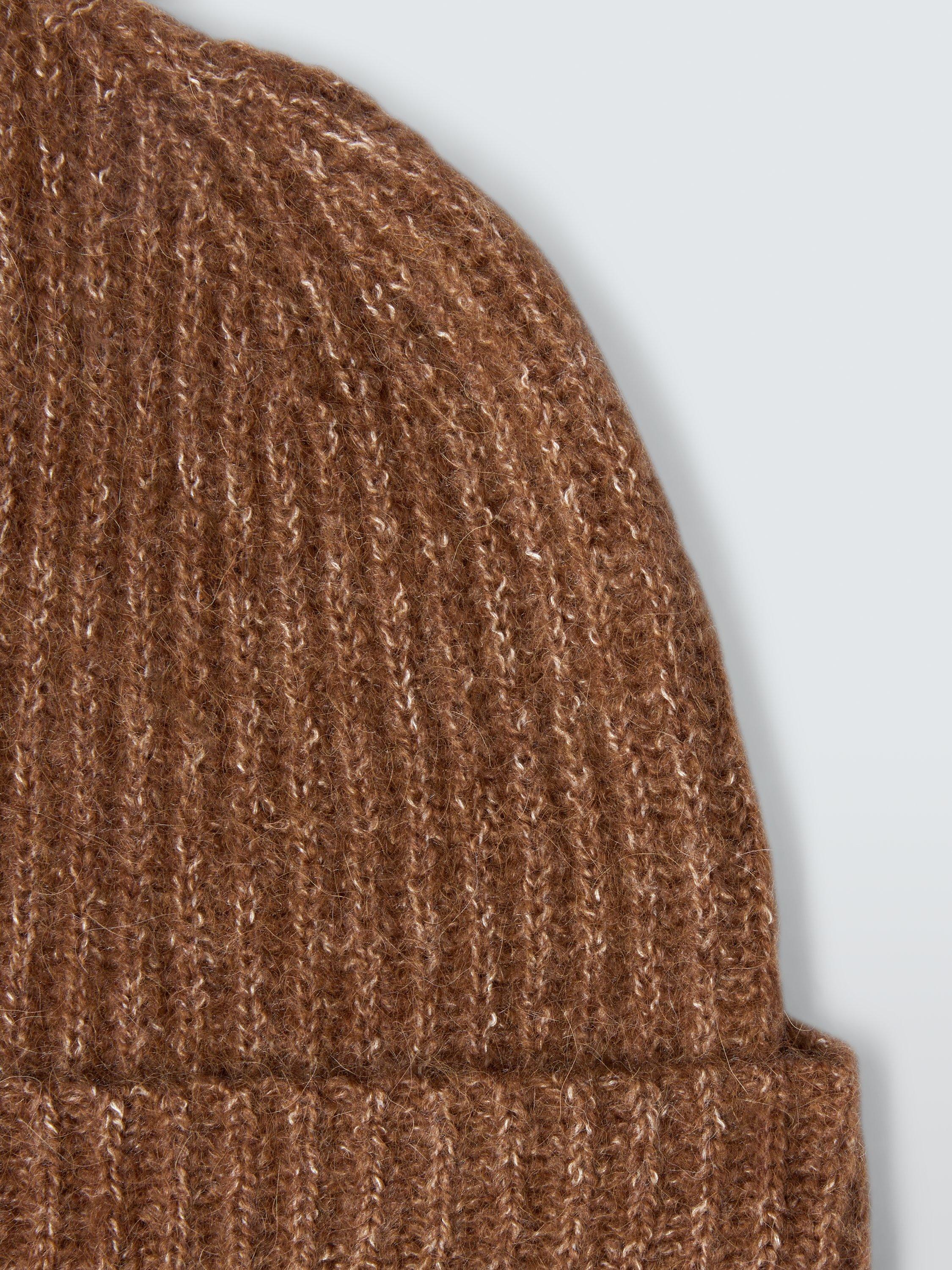 Product image 3 of 4, which shows John Lewis Alpaca Wool Blend Fluffy Rib Knit Beanie Hat, Caramel