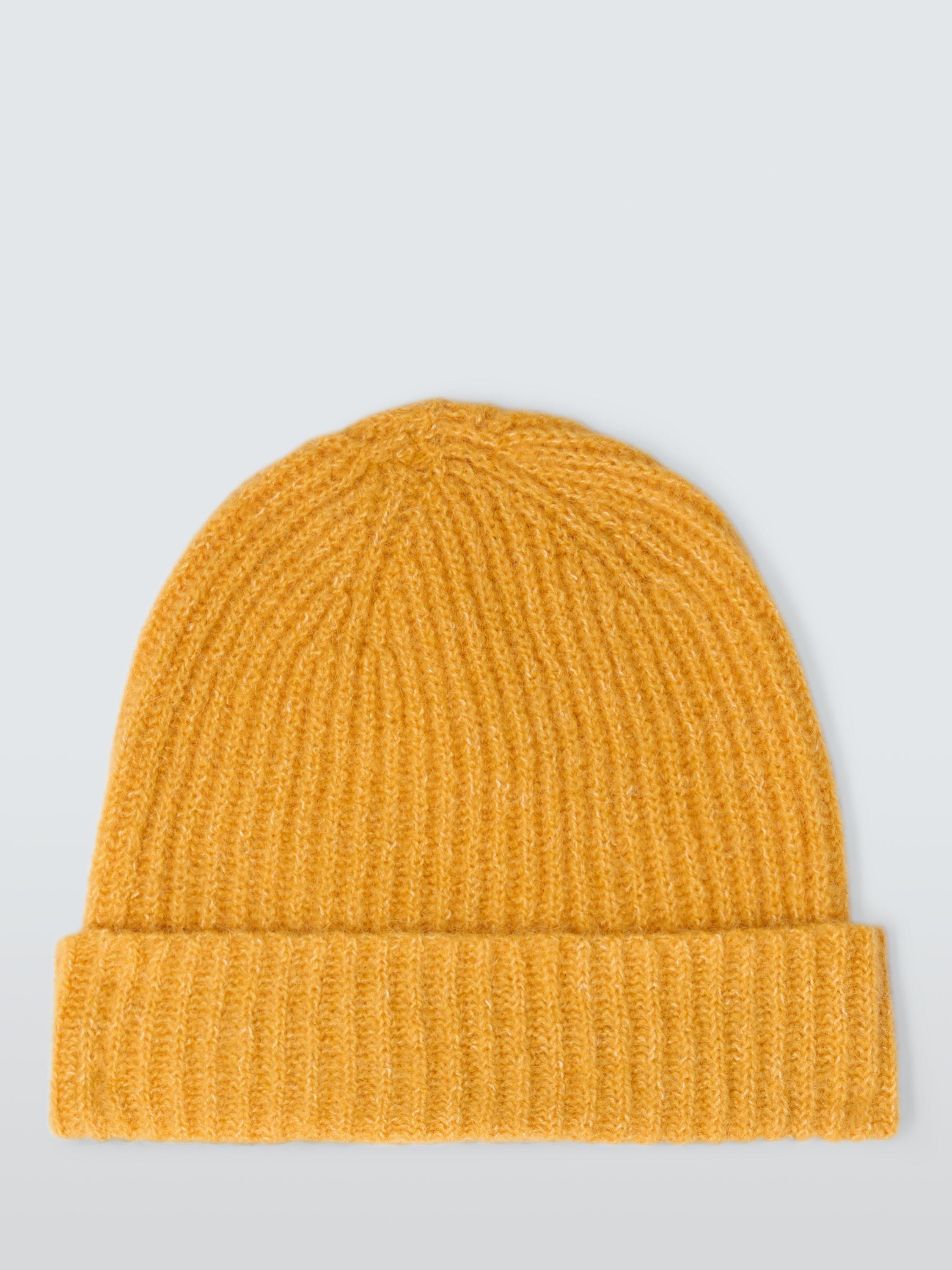 Product image 2 of 4, which shows John Lewis Alpaca Wool Blend Fluffy Rib Knit Beanie Hat, Yellow