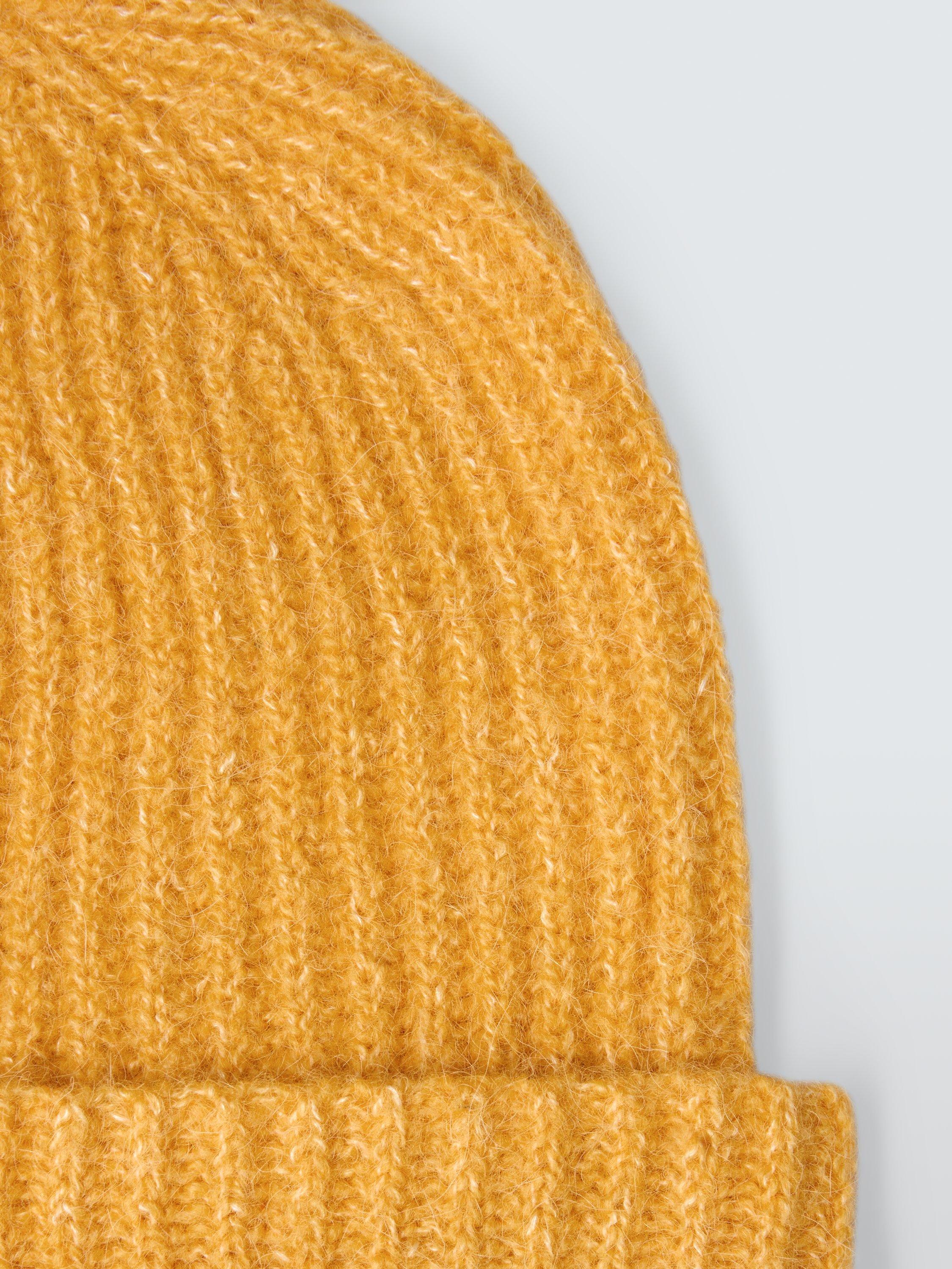 Product image 3 of 4, which shows John Lewis Alpaca Wool Blend Fluffy Rib Knit Beanie Hat, Yellow