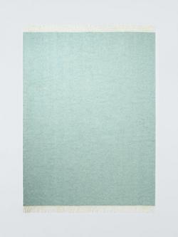 John Lewis Herringbone Shetland Lambswool Throw, Dusty Green