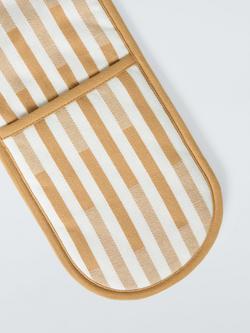 John Lewis Staggered Stripe Double Cotton Oven Glove - view 2, Caramel