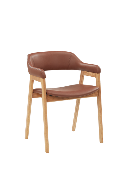 John Lewis Santino Dining Arm Chair, Bianco Oil Oak, Cognac