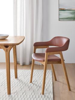 John Lewis Santino Dining Arm Chair, Bianco Oil Oak - view 2, Cognac