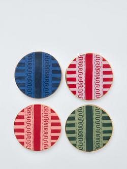 John Lewis Archive Stripe Fine China Coasters, Set of 4, Multi, Multi