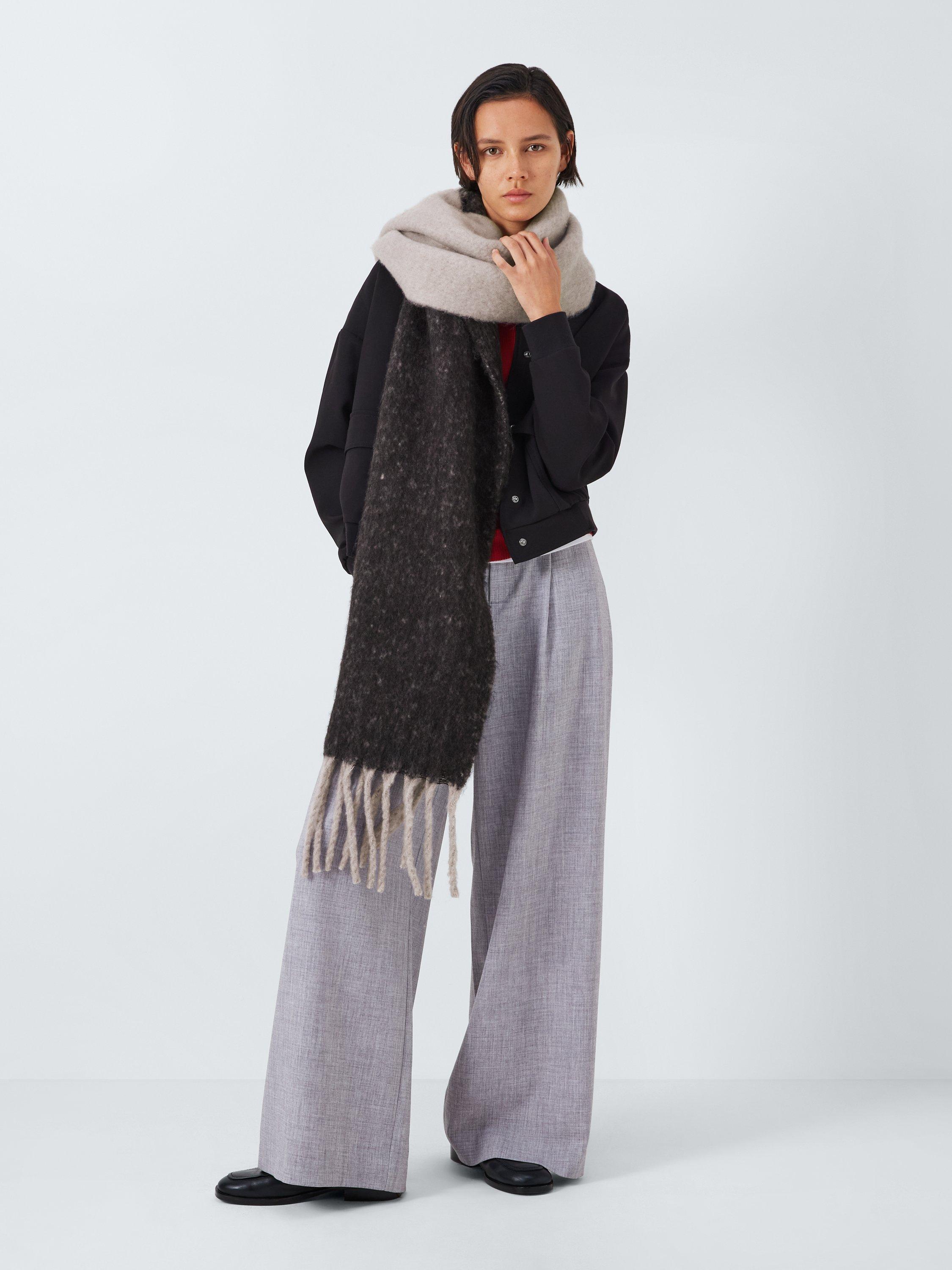 John Lewis ANYDAY Ombre Fluffy Knit Scarf, Grey
