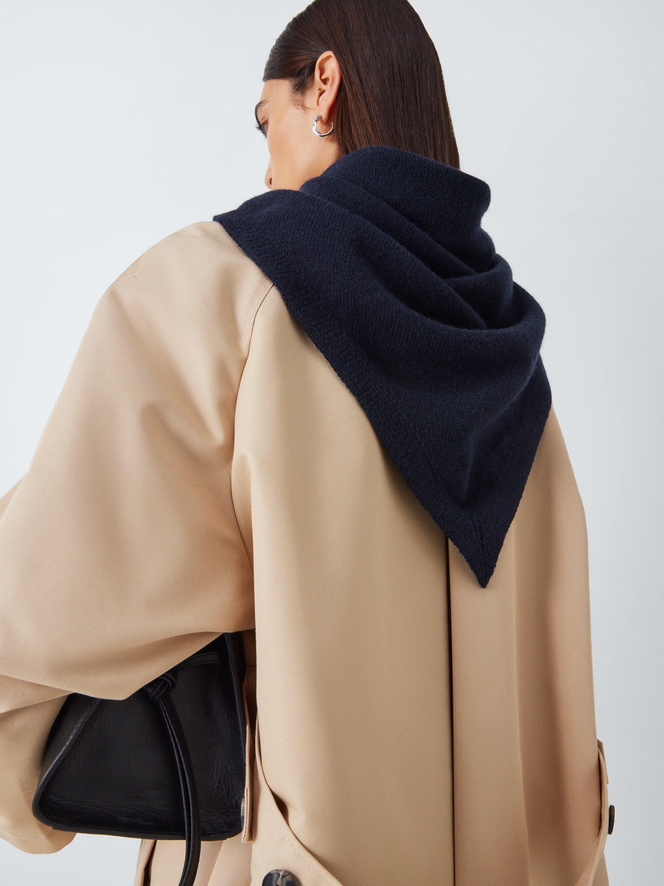 Product image 1 of 5, which shows John Lewis Wool Blend Knit Bandana Scarf, Navy