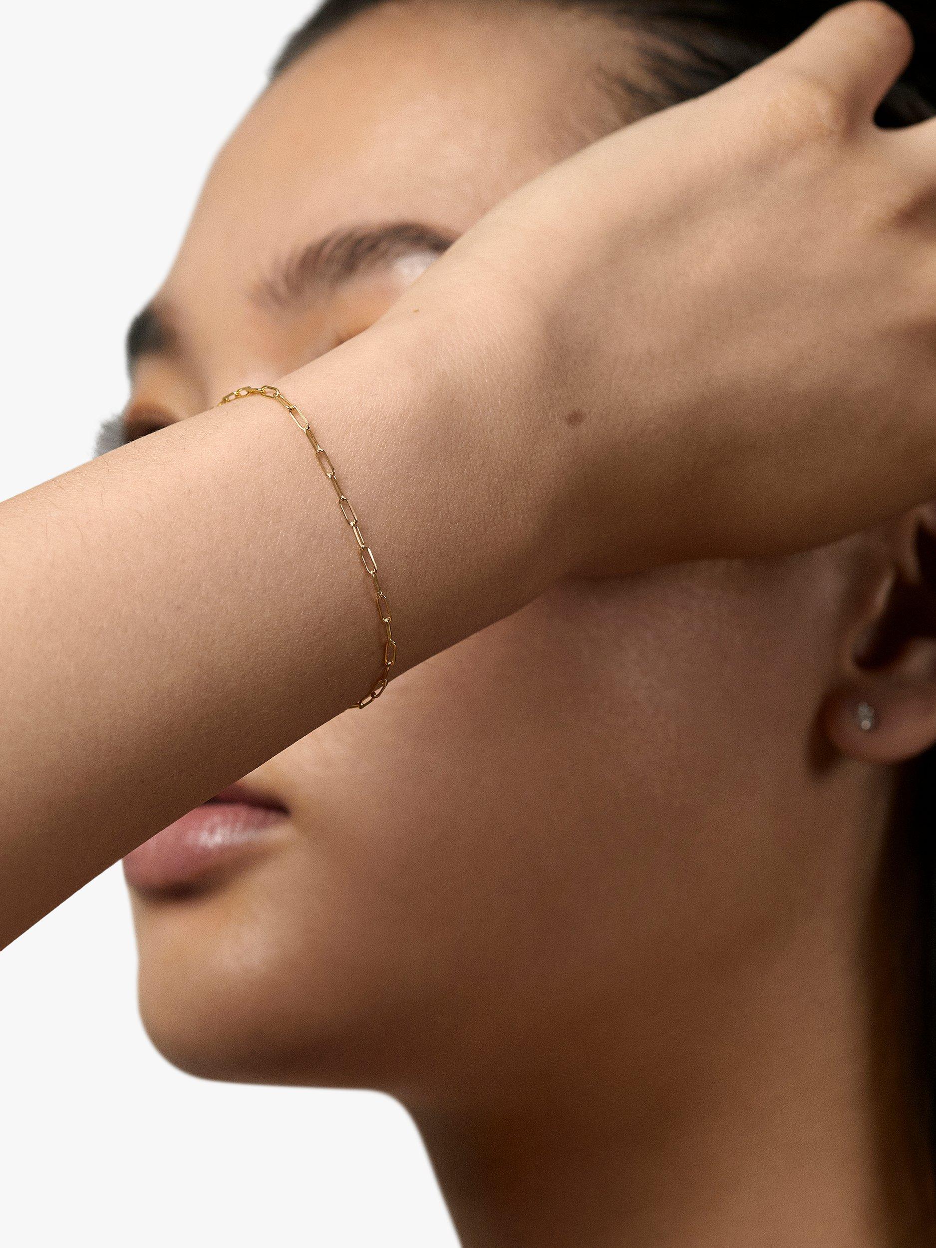 Product image 3 of 4, which shows Monica Vinader 14ct Gold Paperclip Chain Bracelet, Gold