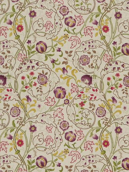 Morris & Co. Mary Isobel Furnishing Fabric, Wine/Linen