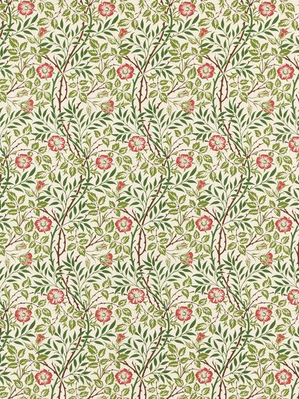 Morris & Co. Sweet Briar Furnishing Fabric, Boughs/Rose