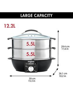 Magimix Multifunctional Steamer, Black/Satin - view 2, Black/Satin