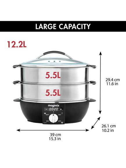 Magimix Multifunctional Steamer, Black/Satin - view 2, Black/Satin