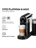 Nespresso Citiz Platinum & Milk Aeroccino Coffee Machine, Grey