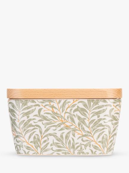 William Morris Willow Boughs Butter Dish, FSC-Certified (Beech Wood), Green, 
