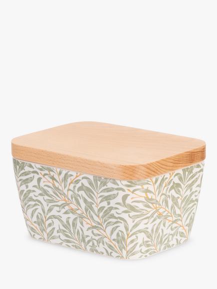 William Morris Willow Boughs Butter Dish, FSC-Certified (Beech Wood), Green - view 2, 