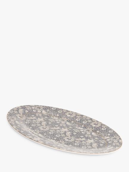 William Morris Oval Stoneware Serving Platter, 45.5cm, Blue - view 2, 