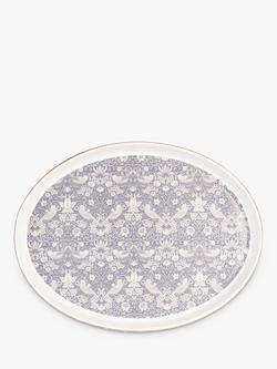 William Morris Strawberry Thief Oval Stoneware Roaster, 40cm, Blue/White, Blue & White