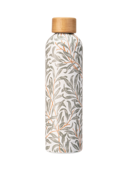 William Morris Willow Bough Stainless Steel Drinks Bottle with Wooden Lid, FSC-Certified (Beech Wood), 750ml, 