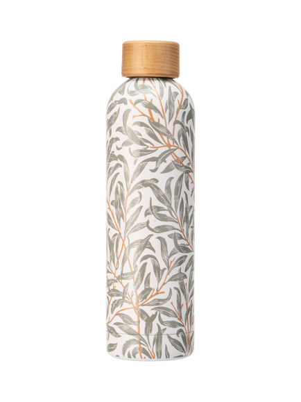 William Morris Willow Bough Stainless Steel Drinks Bottle with Wooden Lid, FSC-Certified (Beech Wood), 750ml, 