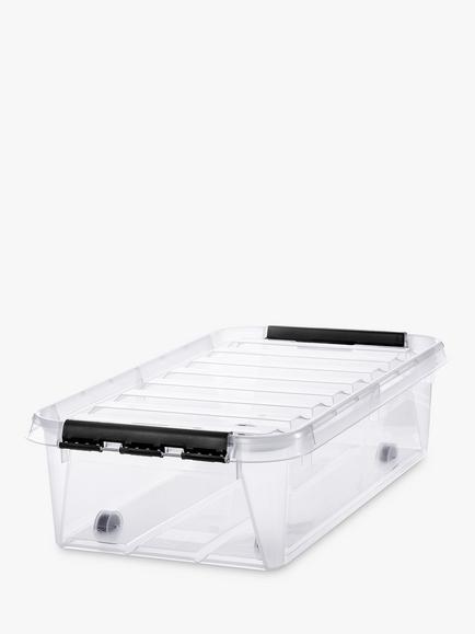 SmartStore Classic Plastic Storage Box with Lid, 30L, Clear