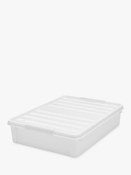 SmartStore Bedroller Storage Box with Lid and Wheels, 60L, Clear