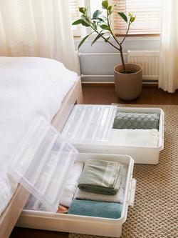 SmartStore Bedroller Storage Box with Lid and Wheels, 60L - view 2, Clear