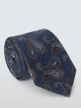 John Lewis Silk Paisley Pattern Tie, Mid Blue