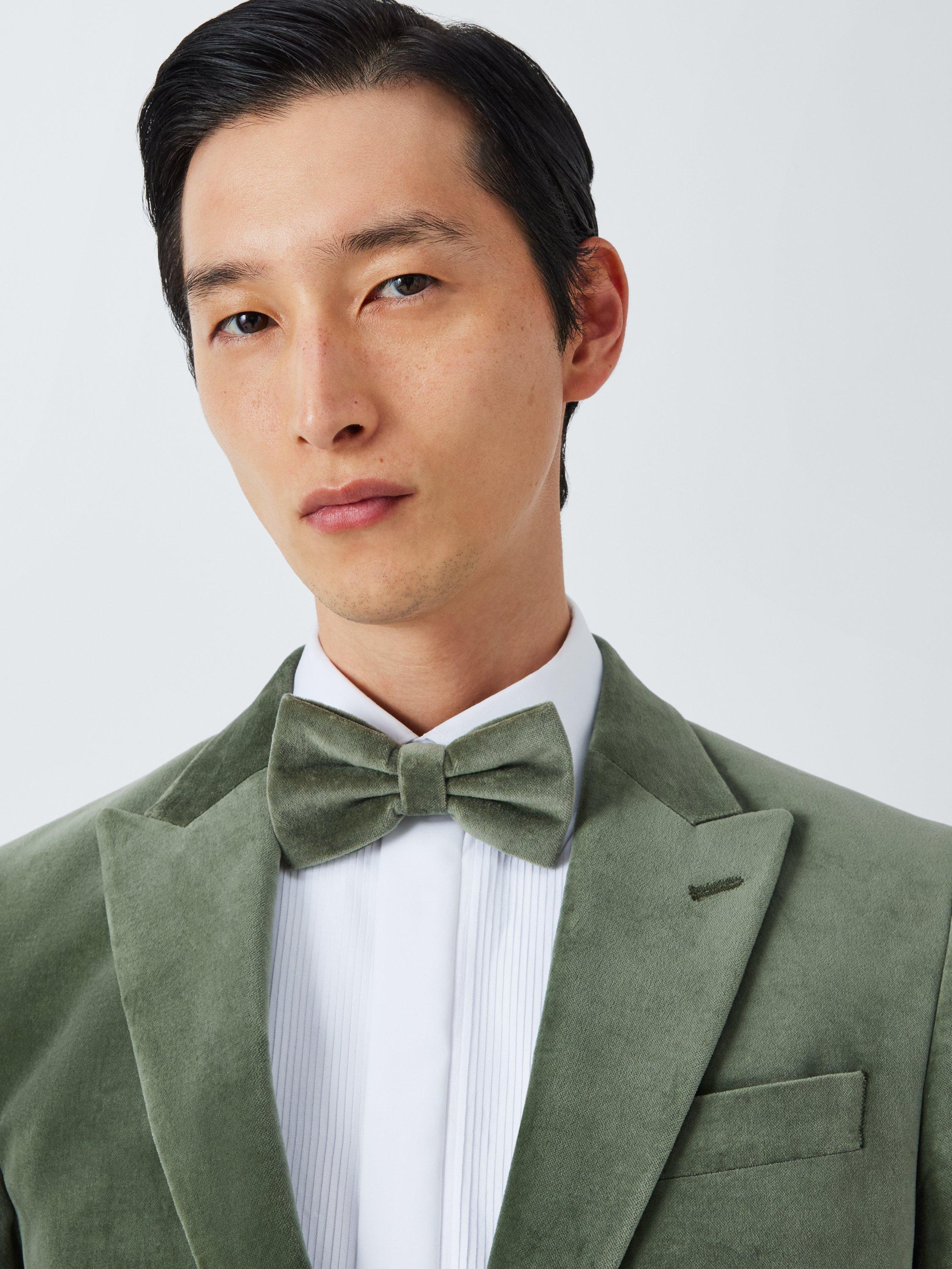 Product image 4 of 4, which shows John Lewis Velvet Bow Tie, Sea Foam