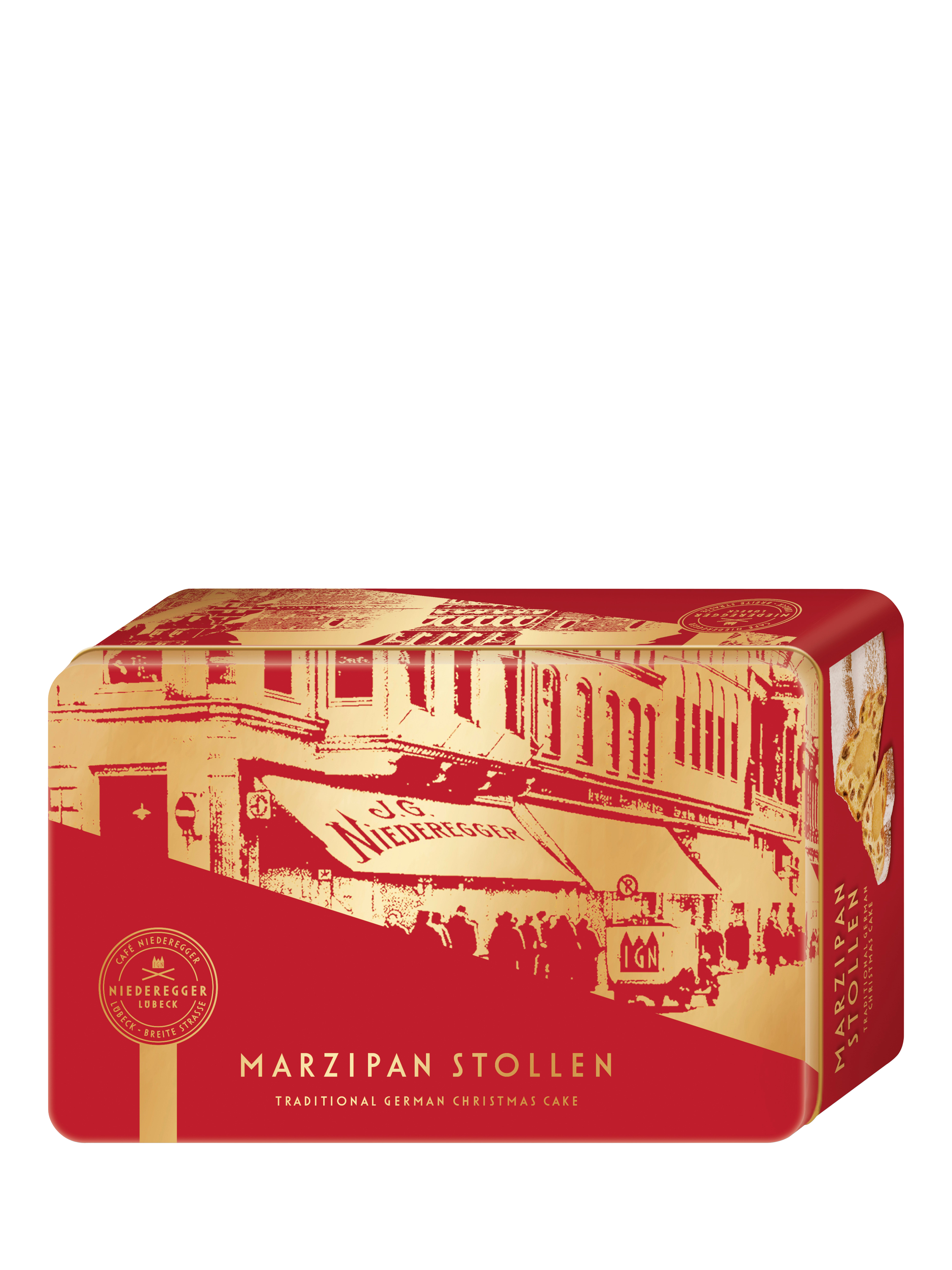 Niederegger Marzipan Stollen in Christmas Tin, 500g