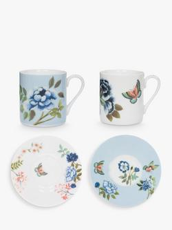 Designers Guild Porcelaine de Chine Porcelain Cup & Saucer, Set of 2, 90ml, Multi, Multi